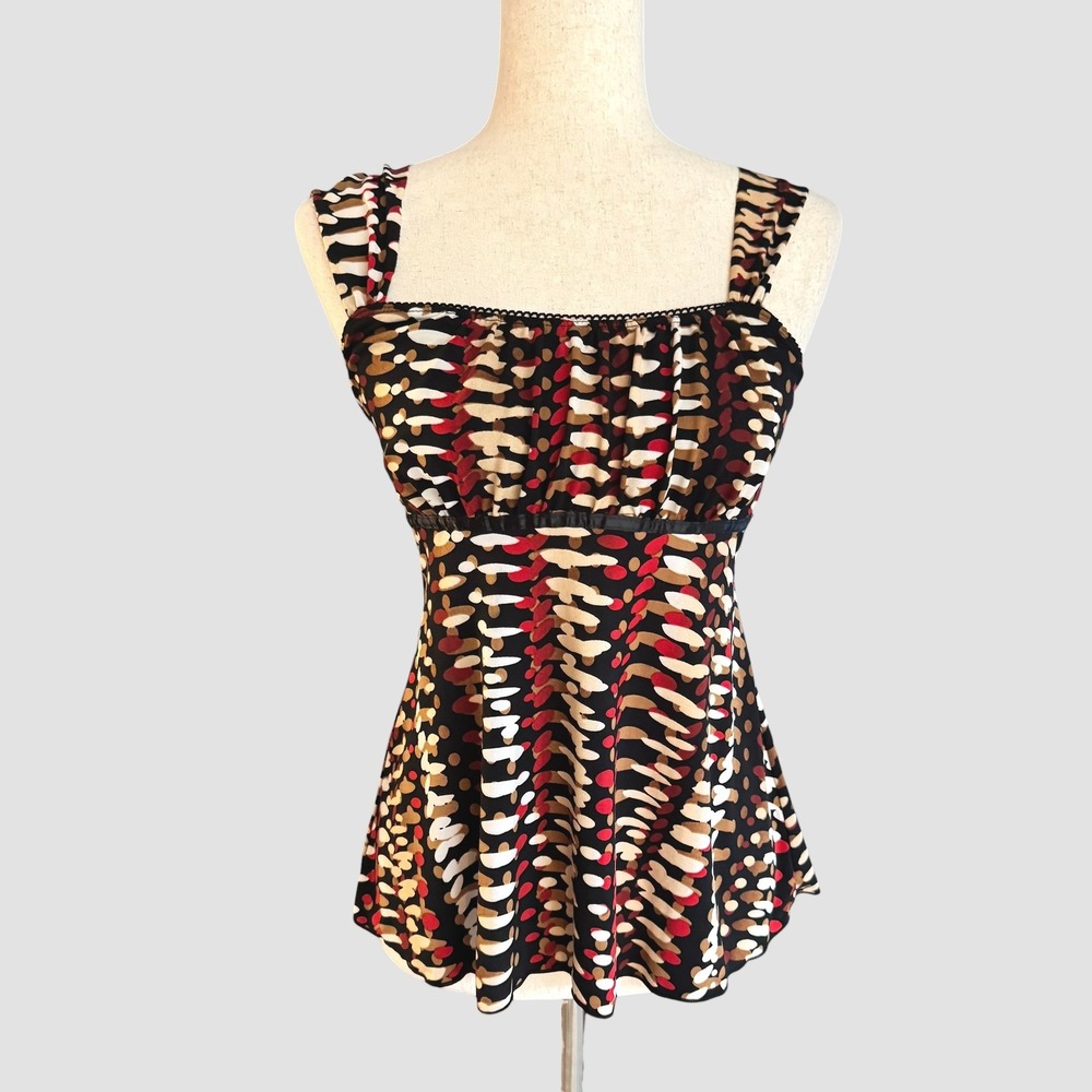 A. Byer Vintage Y2K Babydoll Empire Waist Sleeveless Top Black Red M 4 6 indie